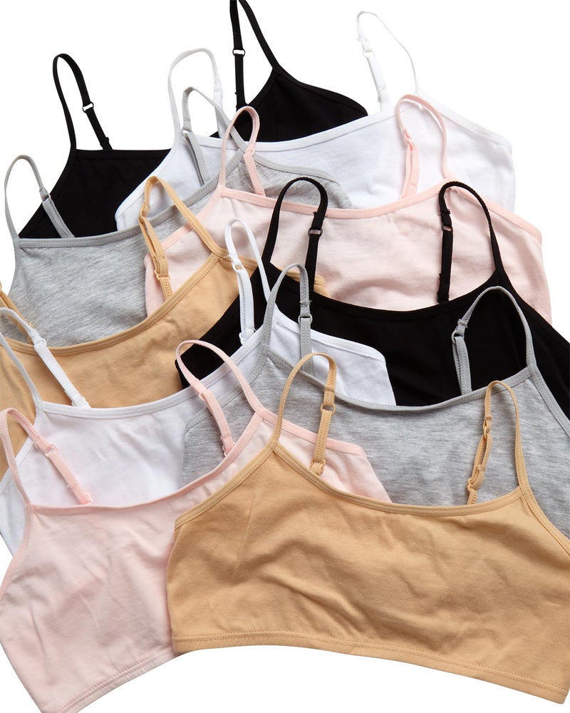 Rene Rofe Girls Cotton Spandex Cami Crop Training Bra with Adjustable Straps (10 Pack), Asst #1, Size 7-8', Medium - Image 3